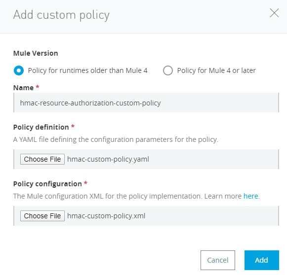 Add custom policy