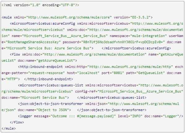 Integration of Mule ESB with Microsoft Azure